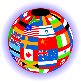 Globe and international flags Color Illustrator Ver. 5 Going global the international market